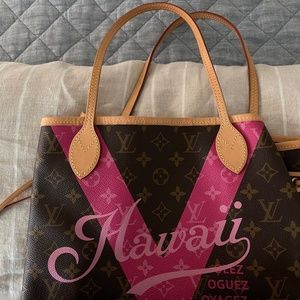 Monogram Hawaii Neverfull, hot pink